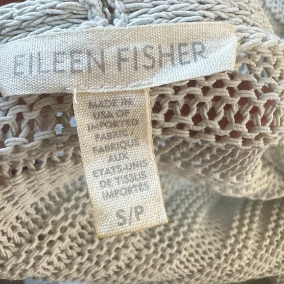 Eileen Fisher Long Open Knit Cardigan in Pale Green/Cream - Size Small - Picture 7 of 9